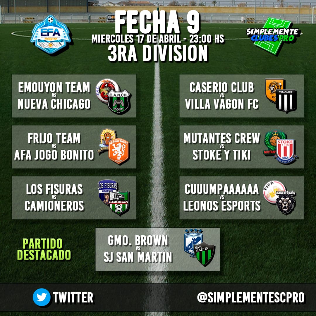 SimplementeCPro's tweet photo. #TerceraDivision - EFA

Destacado: @GBrown_eSports vs @SMSJeSports 

Duelo de Esports, donde solo hay un punto de diferencia, y dondelas posiciones pueden cambiar de un día para el otro. https://t.co/Zyc8llQm9S