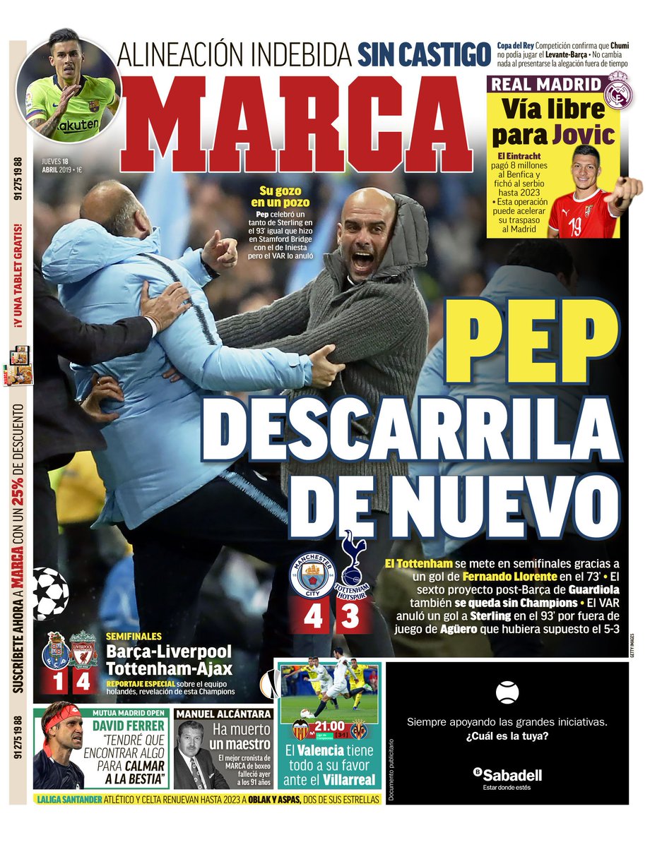 marca's tweet image. #LaPortada 'Pep descarrila de nuevo' #ChampionsLeague