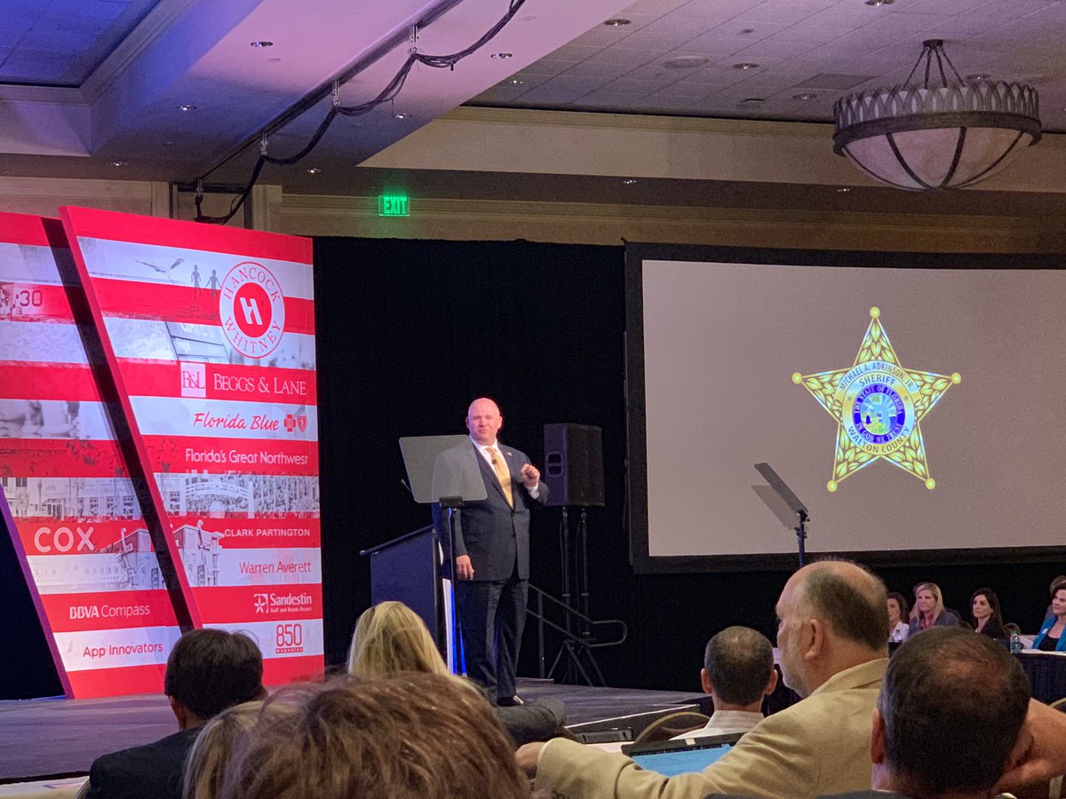 Our very own <a href="/WCSOFL/">Walton Co. Sheriff</a> Sheriff, Michael Adkinson, Jr. at today’s <a href="/GulfPower/">Gulf Power</a> Economic Symposium. He’s firmly committed to his organization and our community, serving as a mentor in our <a href="/ChamberOfWalton/">Walton Area Chamber</a> Leadership Walton and Mentoring Emerald Coast program. #oneNWFL