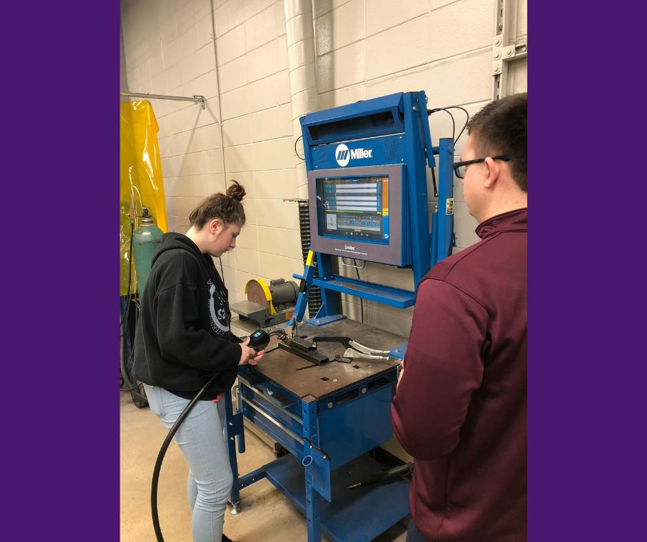 ElmerElk's tweet photo. Sabrina Metz and Cole Fechter practicing their GMAW with the LiveArc machine, located in the welding shop.
Mr. Jewell's #ThirdWeekTakeover
#1Herd #EAHSGO https://t.co/pevGXDfZ1J