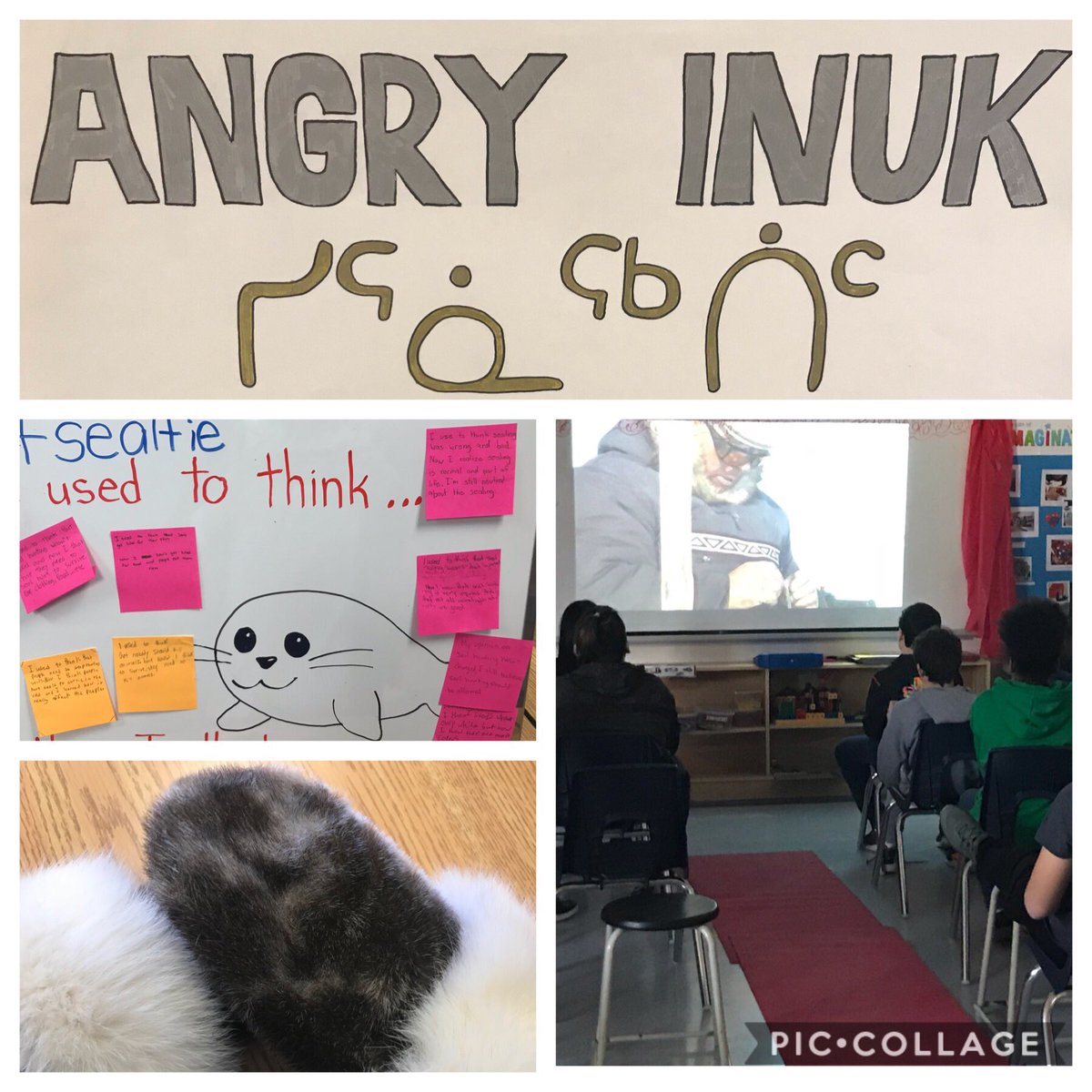 Mrs_A_Isaac's tweet image. Today students watched #AngryInuk and heard two different perspectives on seal hunting @canfilmday @StAlfred_dpcdsb . Students shared some of their reflections after the documentary using the prompt: “I used to think.. Now I think...” #CatholicTeachers