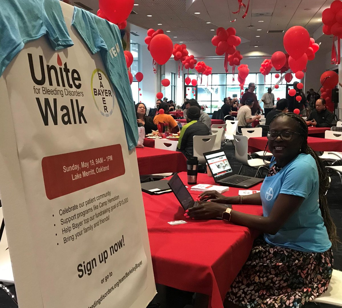 BayerUS's tweet photo. Today, Bayer U.S. employees came together on #WorldHemophiliaDay to raise awareness for people living with #hemophilia, which included signing up for the @NHF_Hemophilia #UniteforBleedingDisorders walks. Find one in your area: https://t.co/dsXR75MHY5 https://t.co/ocsbBNMTb9