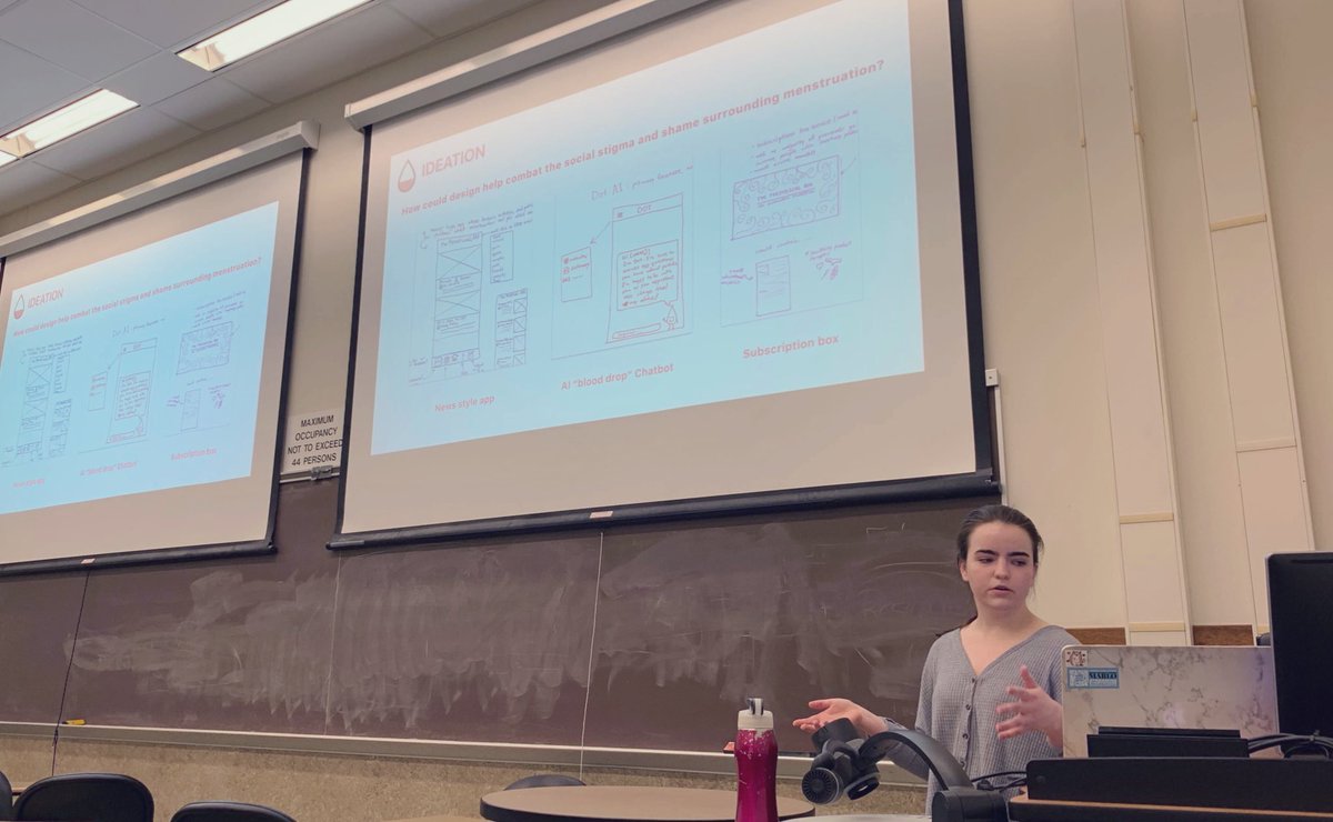 finley_____'s tweet photo. Today, I gave my last class presentation as a @Purdue_UX Learning Studio student. These last 2+ years with my UX family have flown by. Spending this semester researching and designing for pre-teen menstrual health has been so fulfilling/fun! 
#PurdueUX #UXDesign #UXResearch https://t.co/8B2f1x3nS0