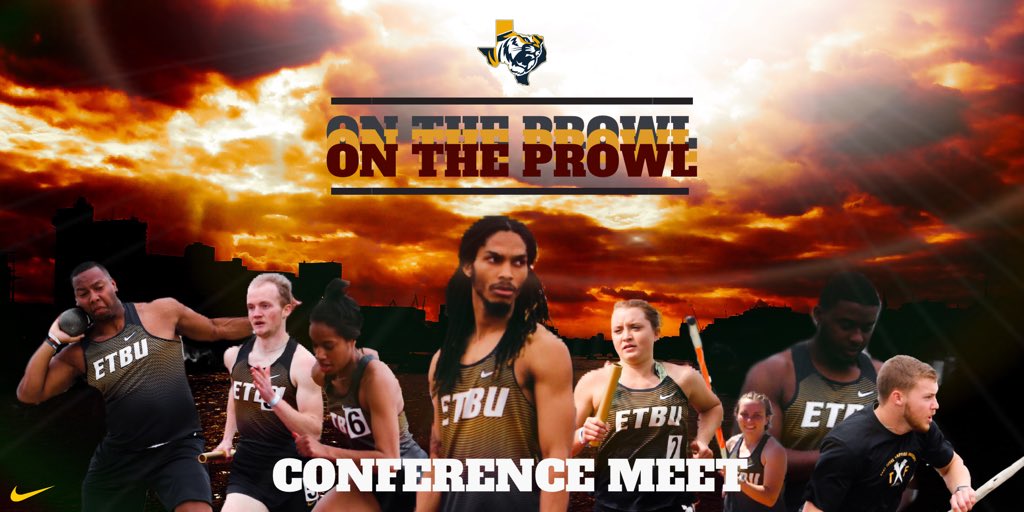 Tomorrow your ETBU Tiger Track &amp; Field team travels to Abilene, TX for our CONFERENCE MEET. The last for our seniors. 

WE ARE ON THE PROWL

Featured Seniors: Bryston Parker, Beau Billings, Aaryn Honeywood, Xavier Montgomery, Hannah Crisp, Chloe Hudson, Tony Jones, Zack Biles