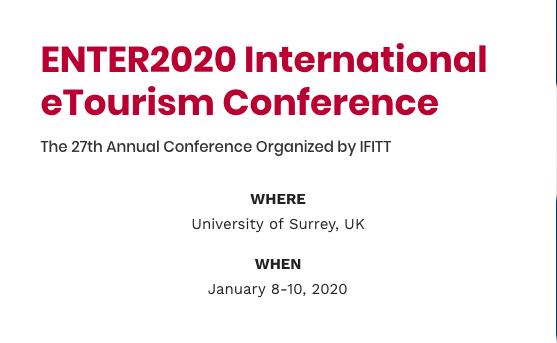 IFITTorg's tweet photo. 📣Call for research papers📣 https://t.co/wrCbLaEWrm for #ENTER2020 #eTourism #Conference taking place on January 8-10, 2020. With the theme “Responsible eTourism”, the conference will focus on how #ICT can be used to ensure a positive impact of tourism on society. https://t.co/5Om412RYbn