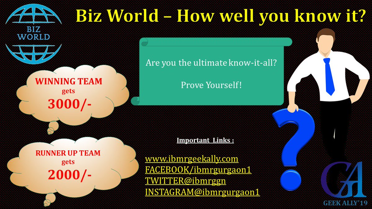 ibmrggn's tweet photo. Participate in Biz World! Show us how well you know the business world? Visit - https://t.co/ORi8WSyhSt
#GeekAlly #managementfest #IBMRnews #IBMRfest #collegefest #fest #geeks #management #mba #instafest #marketing #madovermarketing https://t.co/hPsjmSl1XK