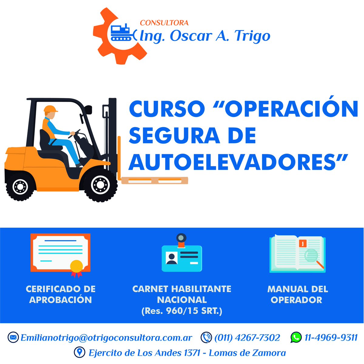 CURSO DE AUTOELEVADORES
Destinado a particulares con o sin experiencia ✅
📆Cupos abiertos para todos los sábados del año.
Incluye:
📑Certificado de aprobación
💳Carnet Habilitante
📖Manual del operador
#Curso #Autoelevadores #Clarkista #Operador 
#Credencial #Carnet #Habilitante