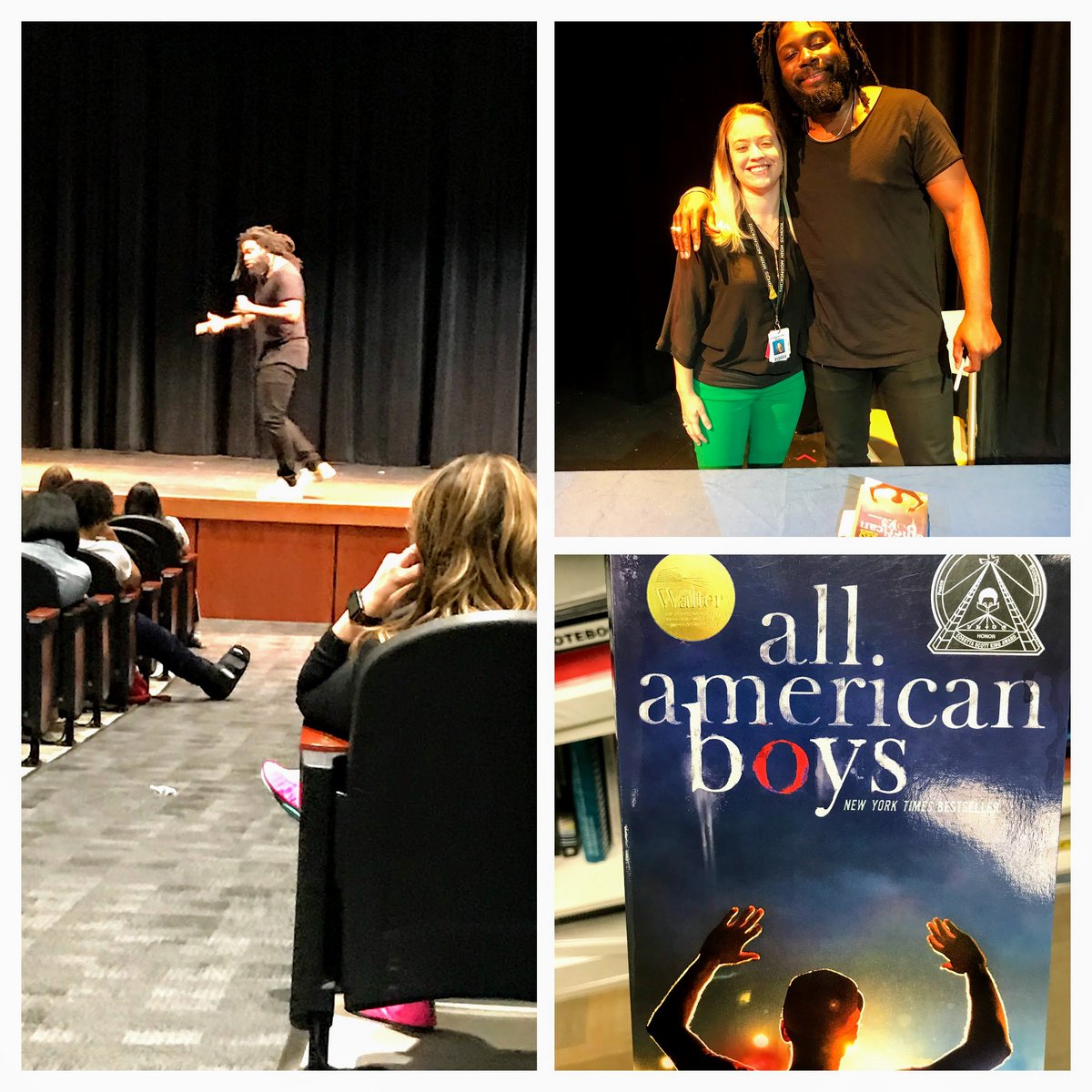 sambattleson's tweet photo. Had the pleasure of meeting @JasonReynolds83 today! Thank you for coming and inspiring our students. I have already heard kids talking about your Ramen story. All American Boys changed my perspective of the world, and for that I can only say thank you. #DHSThink2019 @dlrwilliams https://t.co/Gp9Y66PVoU