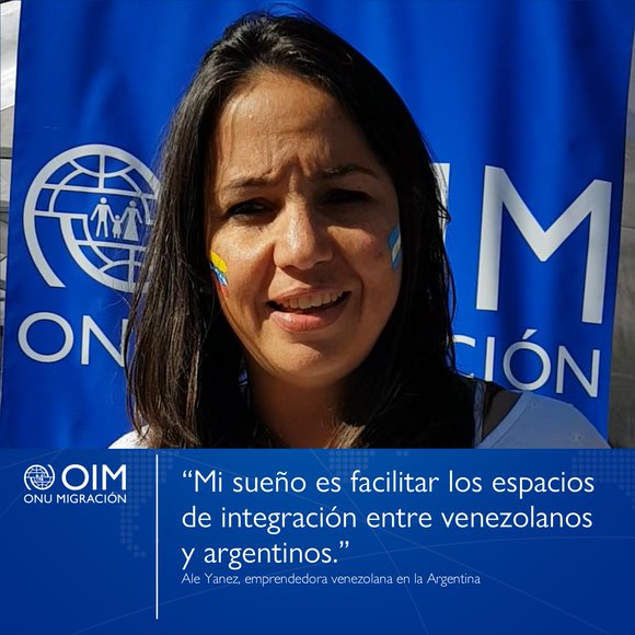 OIM_Argentina's tweet photo. Día de la #ConvivenciaEnLaDiversidadCultural en la #Argentina #MosaicoDeIdentidades
Ale, llegada desde #Venezuela, nos contó su sueño al visitarnos en #BAxVenezuela.
Agradecemos al @StatePRM el apoyo para este evento, que celebró la #integración y el #pluralismocultural. https://t.co/pMDs2Lskzu