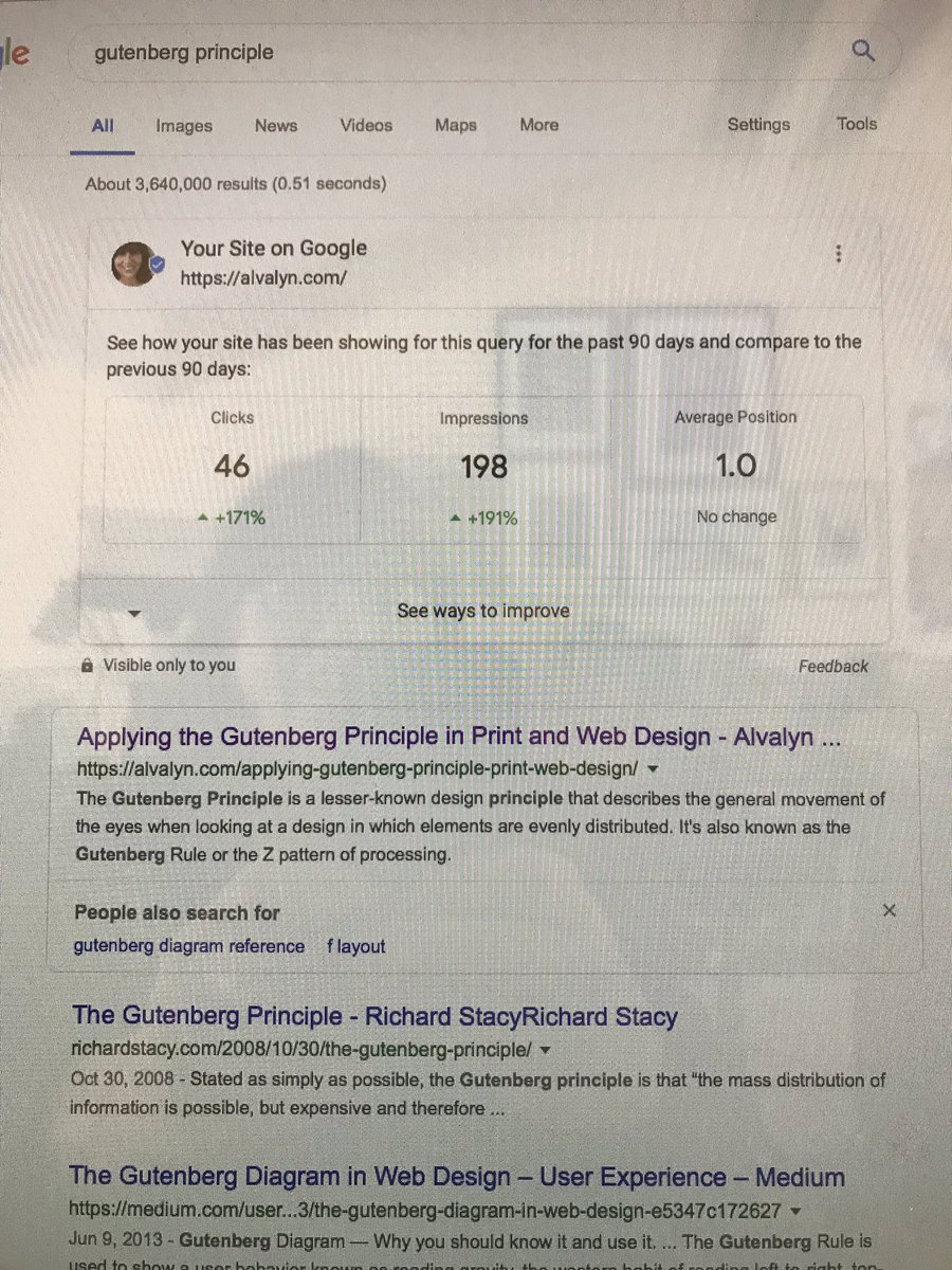 It’s always nice to discover your article ranks #1 on Google for its search term. #moreclicksplease #graphicdesign #gutenberg #gutenbergprinciple #gutenbergdiagram #uxdesign