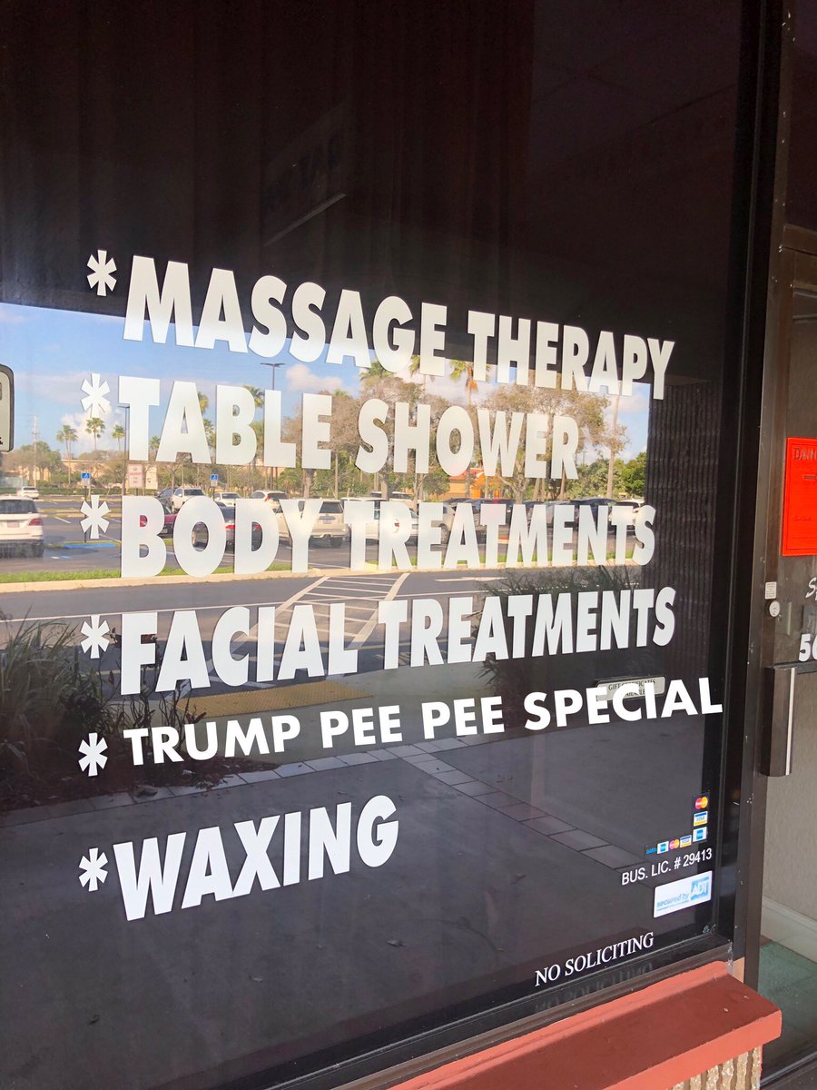 TyMurphy19's tweet photo. @Kokomothegreat @MailOnline Did Robert Kraft get a table shower
or a facial treatment?
#SpaLady https://t.co/t6EaOz1U0M
