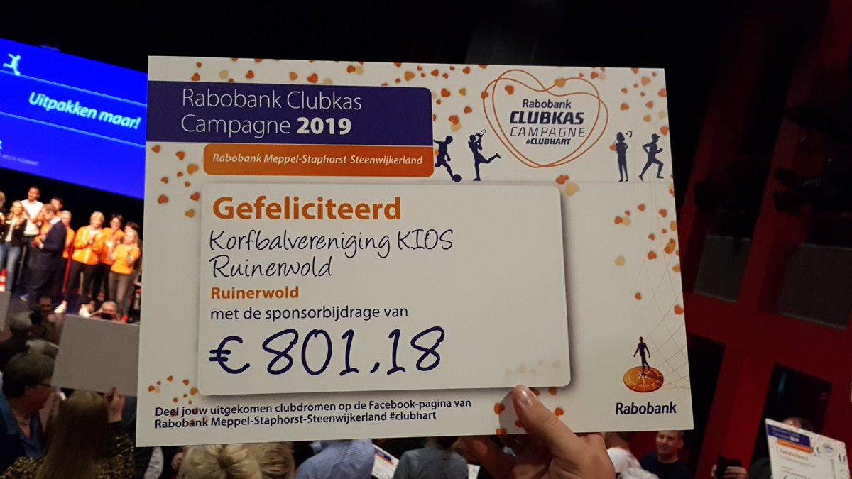 kiosruinerwold's tweet photo. Mooie cheque ontvangen van de Rabobank Clubkas Campagne van de #RABOMSS #CLUBHART #SAMENZIJNWEKIOS #KIOSGAATERVOOR https://t.co/yHteUvxR3n