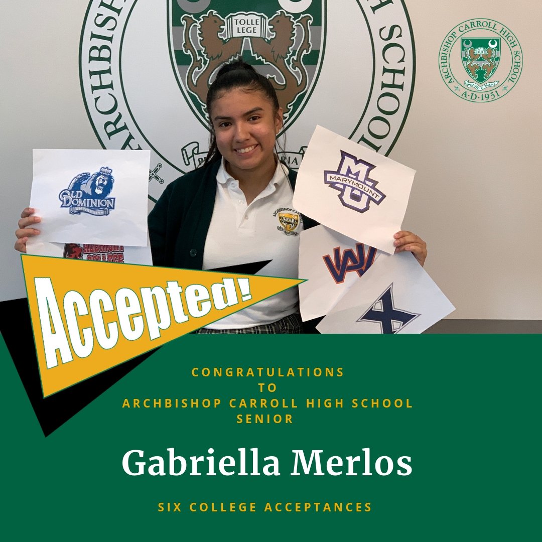 ACHSEducators's tweet photo. Congratulations to Senior Gabriella Merlos on her six college acceptances. #countdowntodecisionday #May1 #collegebound https://t.co/LLpBsTyD1U