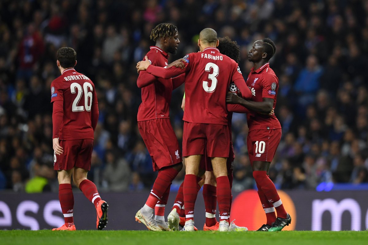 Los jugadores del Liverpool festejan el gol de Mané (Foto: UEFA).