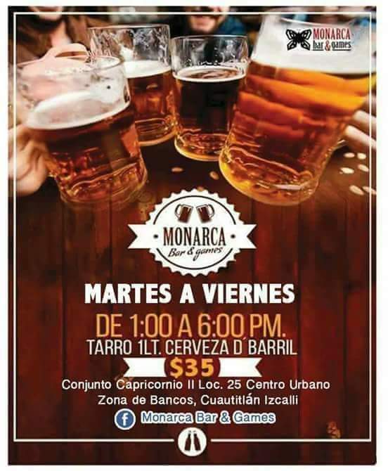 MonarcaBar's tweet photo. Hoy tenemos litro de cerveza antes de las 6 a 35 pesos #MonarcaBar🦋 https://t.co/eoCcDWLOoJ