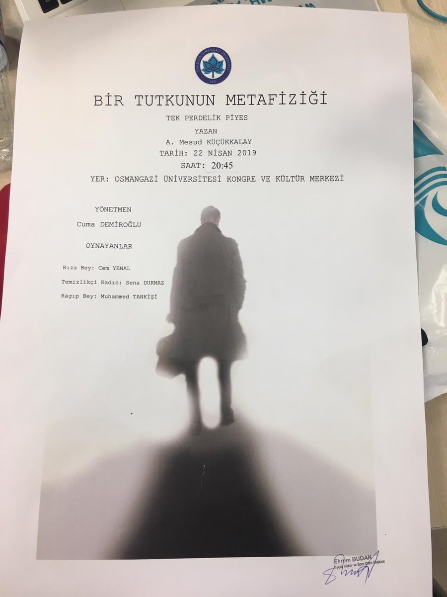 Bir tutku ekseninde, varoluş sancısı çeken ve yokluğa doğru sürüklenen, yaşamı, varlığın mantığını, tutkuları ve insanın açmazlarını sorgulayan, yokluğa gidişin aslında ne kadar basit olduğunu anlatan Rıza Bey'in hikayesi, Eskişehir'de olan herkesi bekleriz....İyi seyirler....