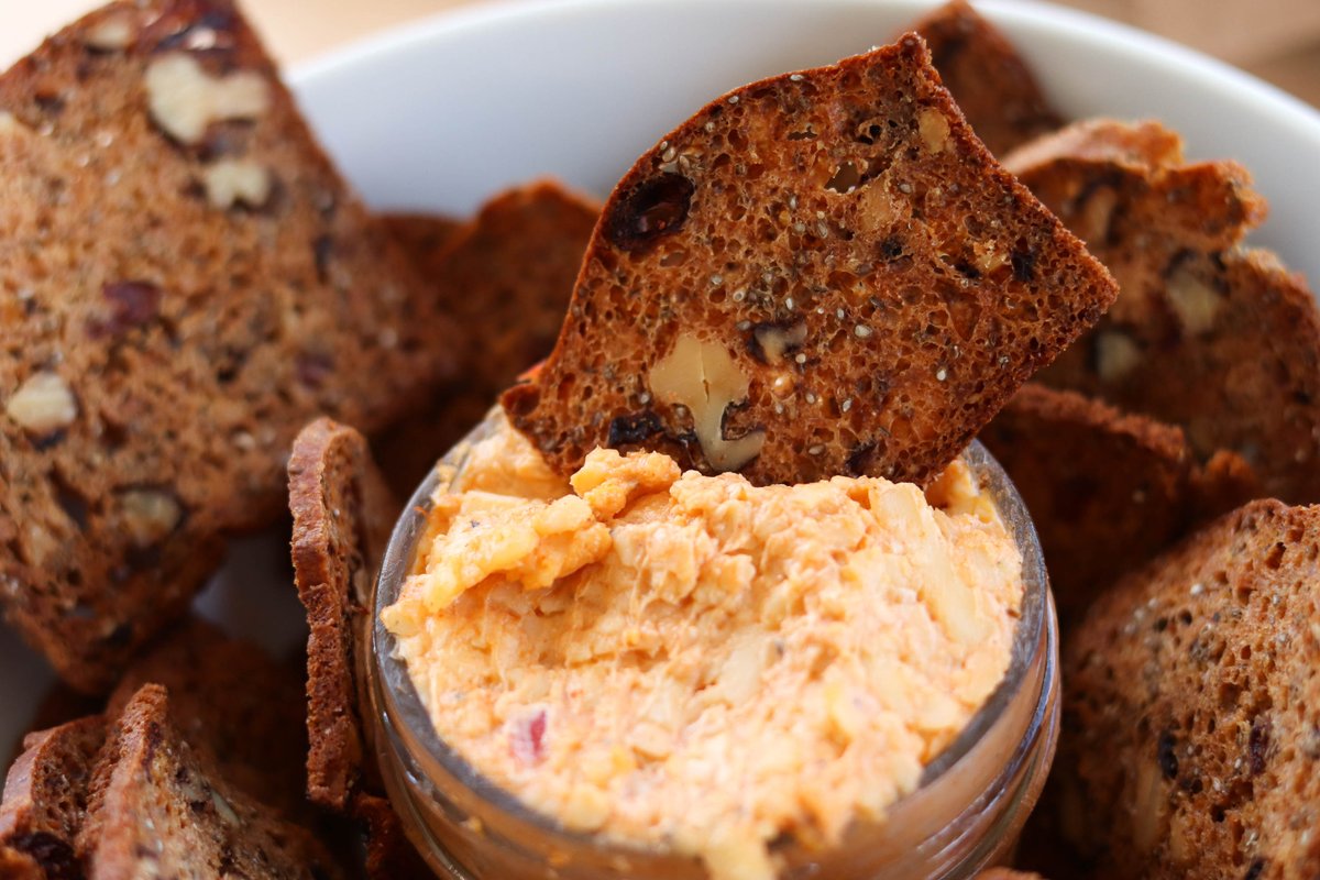 HiveBloomington's tweet photo. Great snacks deserve great crackers! All this week, get a FREE 4 oz package of our Cranberry Walnut Crackers when you buy any ham salad, chicken salad, or pimento cheese from our Hive deli. Our Cranberry Walnut Crackers are house-made using organic flour, chia seeds, and honey. https://t.co/OpTKgldAmS