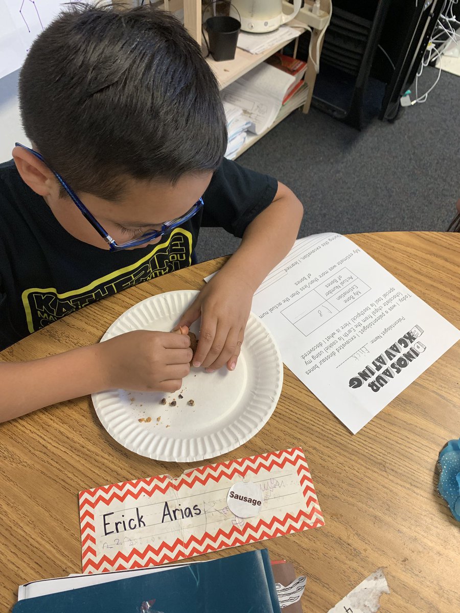rena8313's tweet photo. These @KSmithSchool first grade paleontologist are discovering how careful you must be to excavate dinosaur bones from the earth. https://t.co/yCVY0Bm9cj