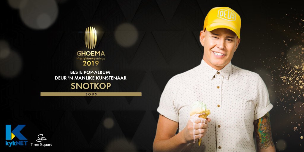 kykNET_Ghoemas's tweet photo. Vanaand stap @Snotkop_Henning weg met die #Ghoemas-toekenning vir beste pop-album deur ’n manlike kunstenaar. @kykNETtv https://t.co/P9D08UdpWB