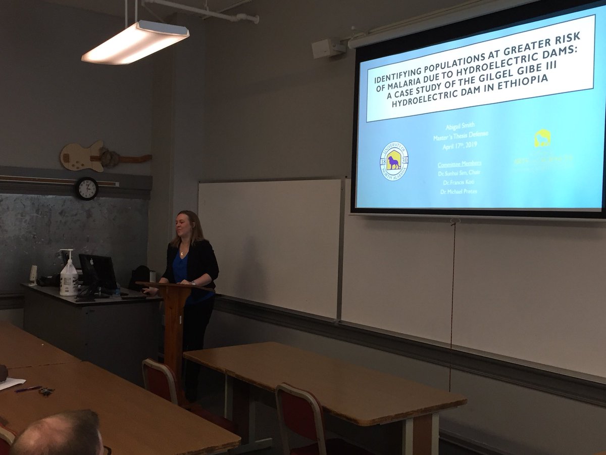 una_geo's tweet photo. Happening now: Abigail Smith is defending her Masters Thesis on Malaria and at risk individuals in Ethiopia! @una_geo @UNACOAS @north_alabama https://t.co/zAECcfOi0y