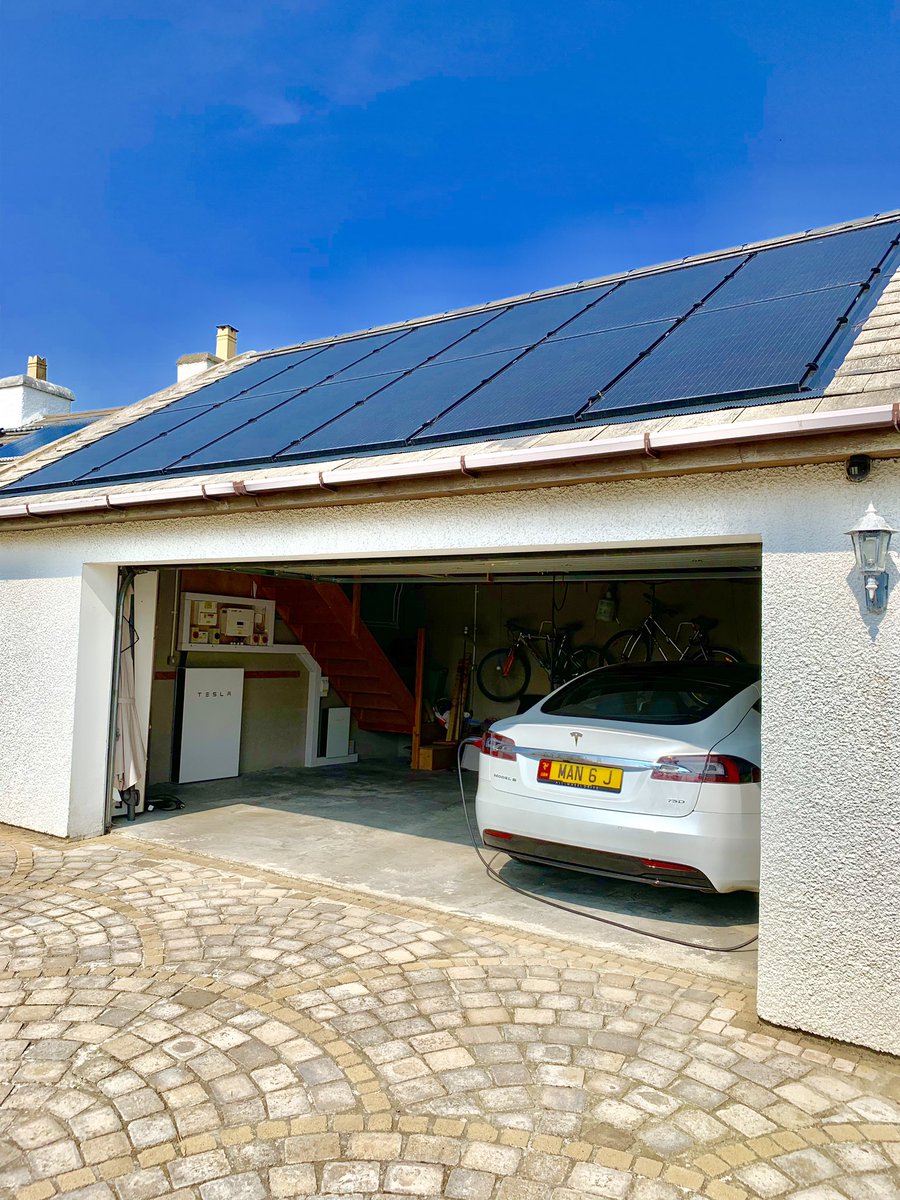 LtdManx's tweet photo. An absolute pleasure to do the final commissioning of our latest project in Port Erin today! 

#TeslaPowerwall #TeslaModelS #ManxSolar https://t.co/nYCxDwhzAJ
