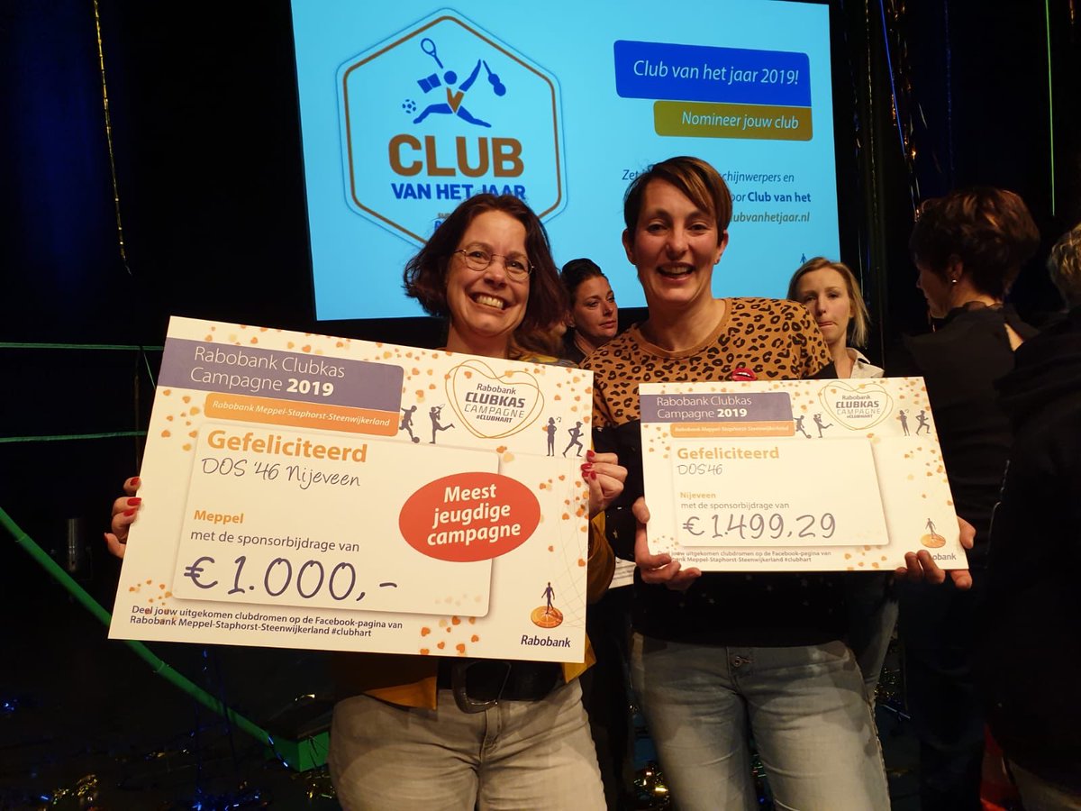 DOS46's tweet photo. DOS’46 ontvangt het prachtige bedrag van totaal €2499,29 van de Rabobank Clubkas Campagne! DOS’46 bedankt alle stemmers, vrijwilligers en kinderen die deze campagne tot een groot succes hebben gemaakt! #rcc19 #clubhart @RaboMSS https://t.co/1FbjX7zYUN