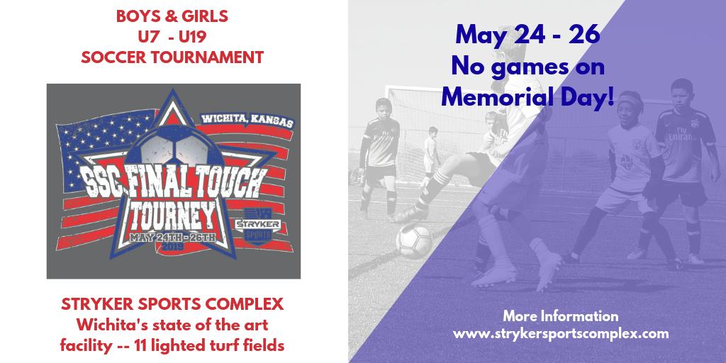 SCHEELSStryker's tweet photo. Register now for the SSC Final Touch post season tournament at Wichita's Premier Soccer Facility! Teams from Kansas City, Enid, Oklahoma City and Tulsa. Visit our TOURNAMENTS page for more information plus a link to register at GotSoccer: 
https://t.co/6UQdvyaozc https://t.co/VOXF08HYmw