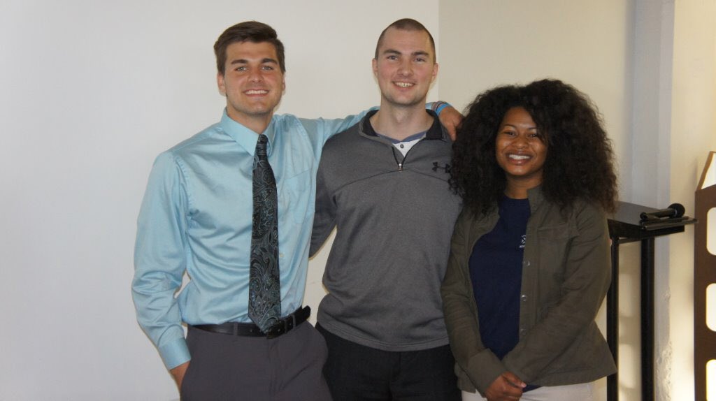 We now have two more Mansfield startups that are graduates of the University of Akron Research Foundation’s I-Corps Program.  Trent Balduff of T’s Bees and Ivan Wortman of Shower90 are shown here with <a href="/UAkronUARF/">UAResearchFoundation</a> program coordinator EbaNee Bond, a Mansfield native herself!