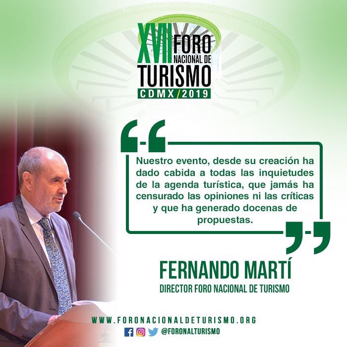 ¡El Foro turístico de México! Un espacio abierto al diálogo entre todas las aristas involucradas en la agenda turística. 

Porque el turismo nacional requiere un diálogo constante, ecos fuertes y directrices claras. ¡Nos vemos en 2020!