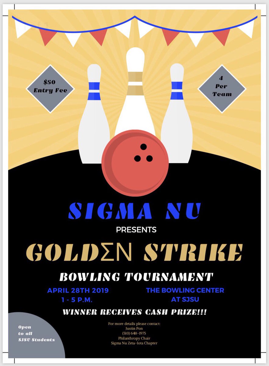 We would like to invite everyone to participate in our 2nd annual GoldΣΝ Strike Bowling Tournament on April 28th <a href="/1pm/">໊</a>! Our philanthropy raises money towards Alzheimer’s Foundation of America (AFA). If you would like to participate please message our philanthropy chair, thank you!