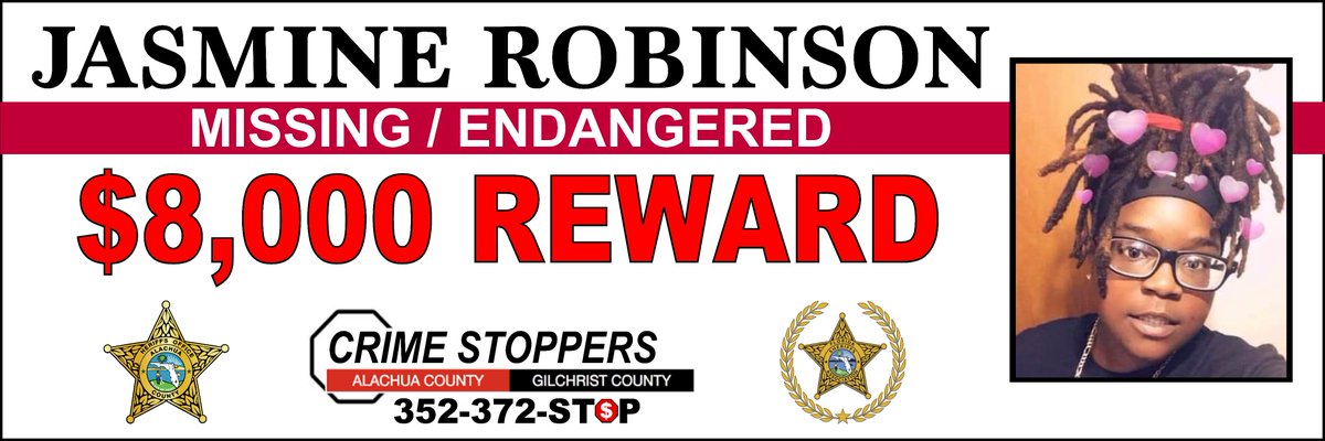 AlachuaSheriff's tweet photo. Tomorrow marks two months since Jasmine was last seen by family. Her baby should be due any day now.
$8,000 for anonymous information leading to an arrest if there's a crime that kept her from coming home.
Contact #CrimeStoppers with the #P3Tips app on your phone.
@FLSheriffs https://t.co/2OpPUQa0Tc