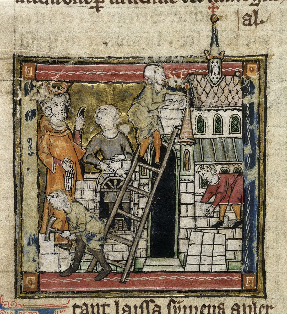 A king supervising the building of a medieval church (from a manuscript made in northern France, early 14th century)

Royal MS 14 E III, f. 85v
bl.uk/catalogues/ill…