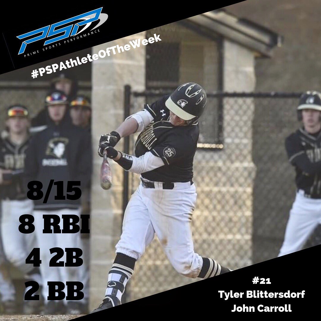 John Carroll takes home the #PSPAthleteOfTheWeek in back to back fashion... this time with Tyler Blittersdorf (<a href="/tjblit28/">Tyler Blittersdorf</a>), Blitz is a senior who was a selection for the Maryland all-State team and is committed to Harford CC 💪🏻⚾️ #BlitzBomb