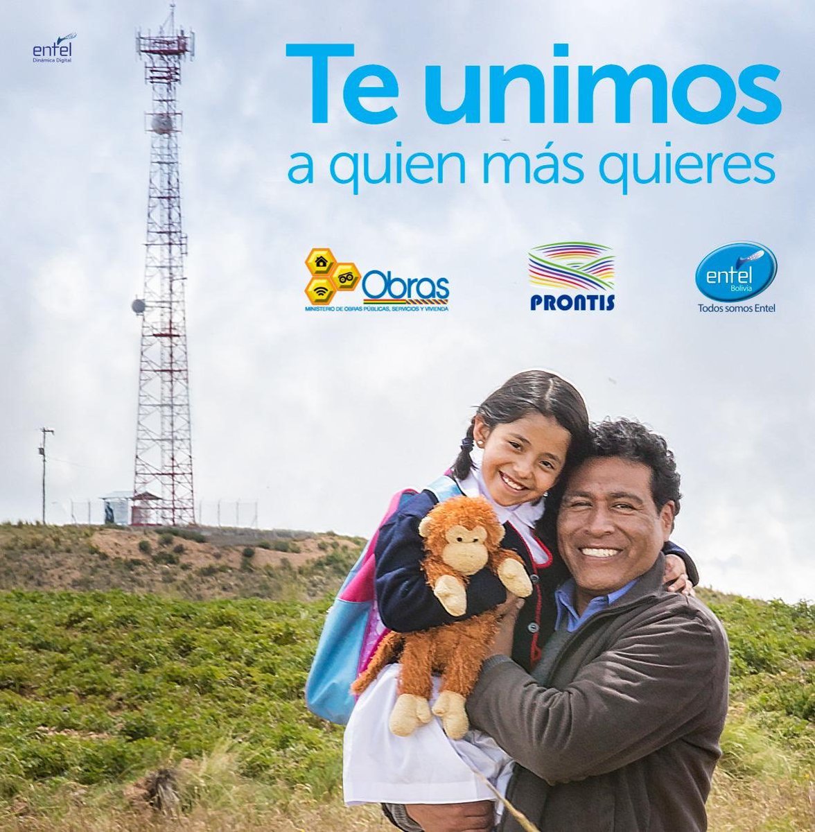 Gracias al <a href="/mopsv_Bolivia/">Ministerio de Obras Públicas, Servicios y Vivienda</a> y #Entel, instalaron 356 radio bases adicionales a las 6407 ya instaladas por Entel hasta el 2017 ¡Te unimos a quienes más quieres! #TodosSomosEntel