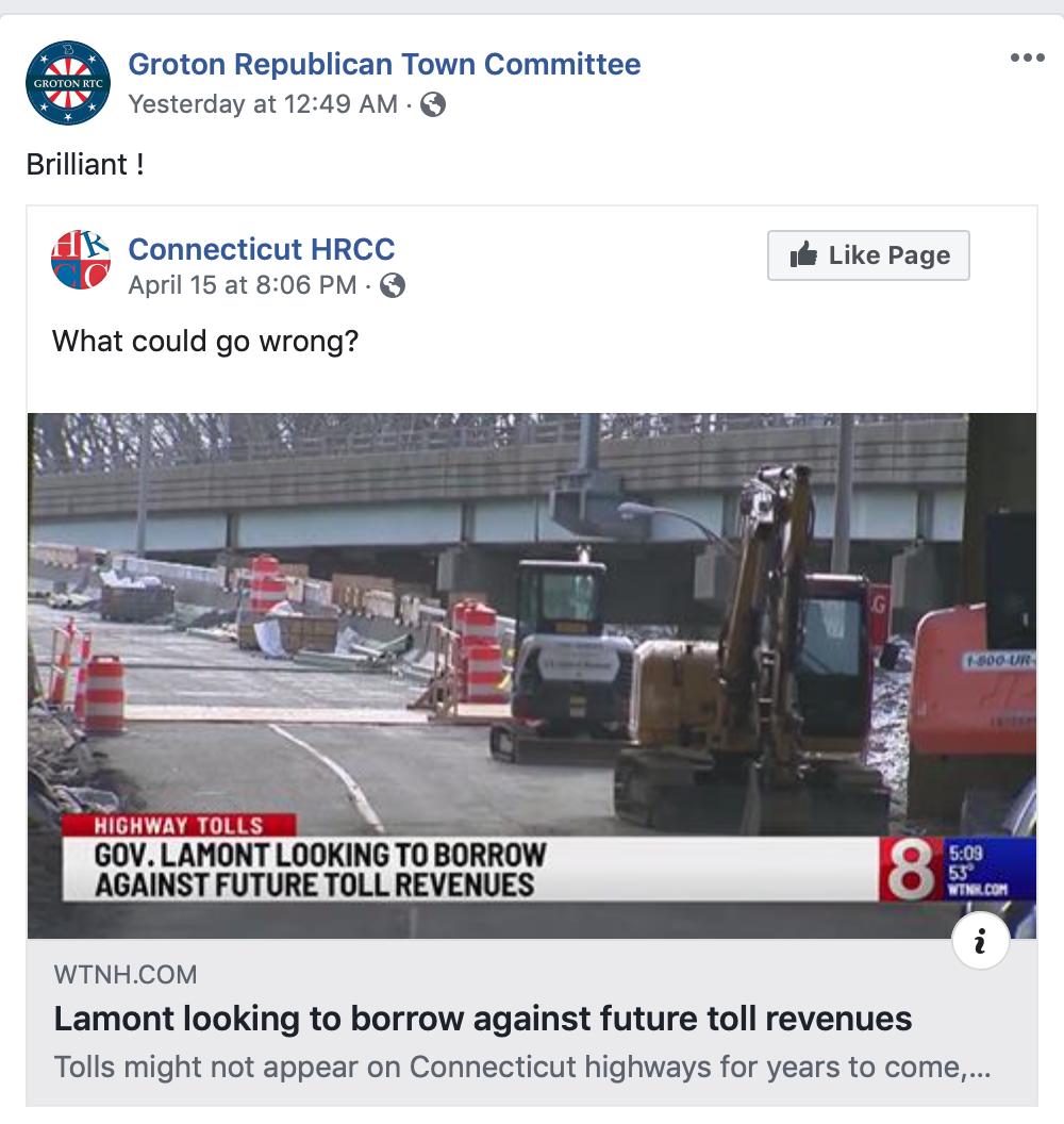 CTDems's tweet photo. Seeing a lot of RTCs/@CTGOP'ers going after the idea of borrowing for transportation needs.

Perhaps they're unaware that borrowing is *literally* the entirety of the GOP infrastructure "plan"? 🤔

#talkingpointsfail https://t.co/ojXXiPoJji