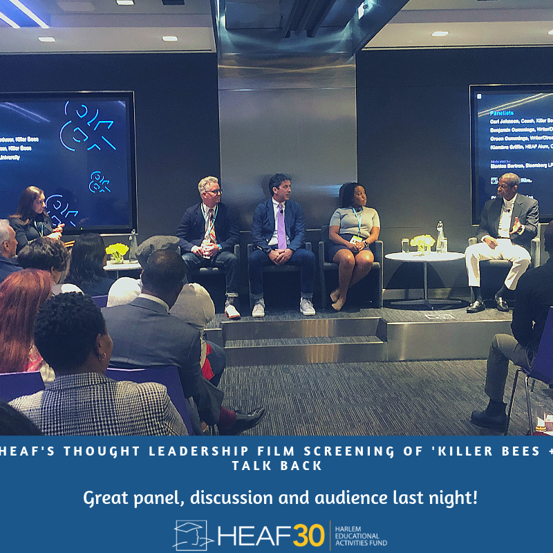 HEAFNYC's tweet photo. Thank you to everyone who came out to our #ThoughtLeadership Screening of @killerbeesmovie + Talkback we had a great conversation around college readiness and economic disparity. Shout out to @Bloomberg for making the evening possible! #killerbeesmovie #bortherscummingsfilm https://t.co/eXvTWUa7WD