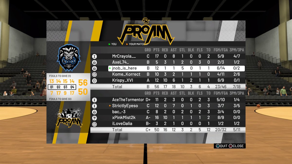 SL2k league match with <a href="/xNBD2k/">Never Back Down</a> vs Bad Habits. Game 1 win. <a href="/SL2KProAm/">SL2K</a>