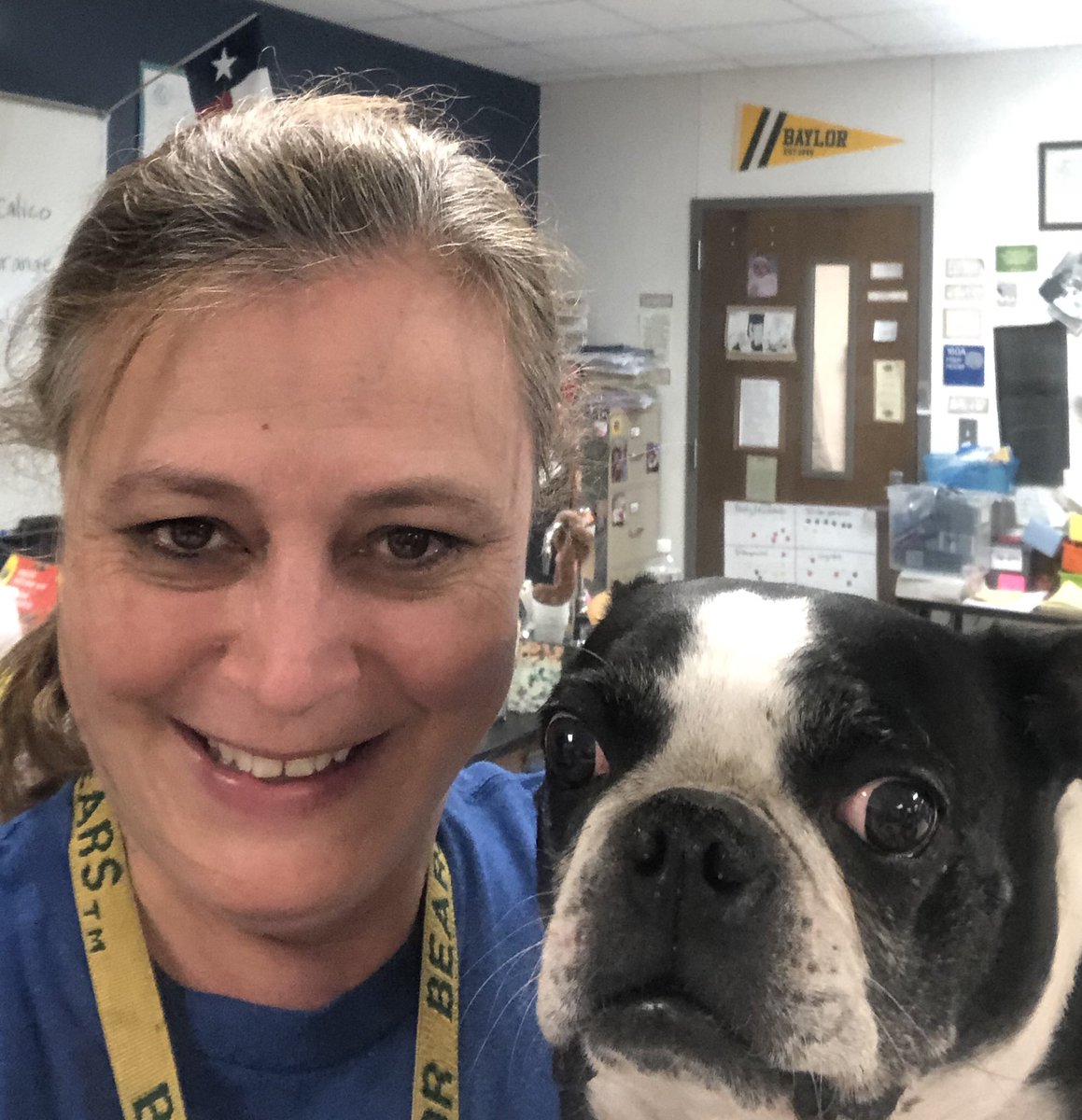 This sweet puppy of mine got groomed and loved on all day by the animal science classes!!  #bringyourpettowork #teacherperk @GeorgetownISD @GISD_CTE