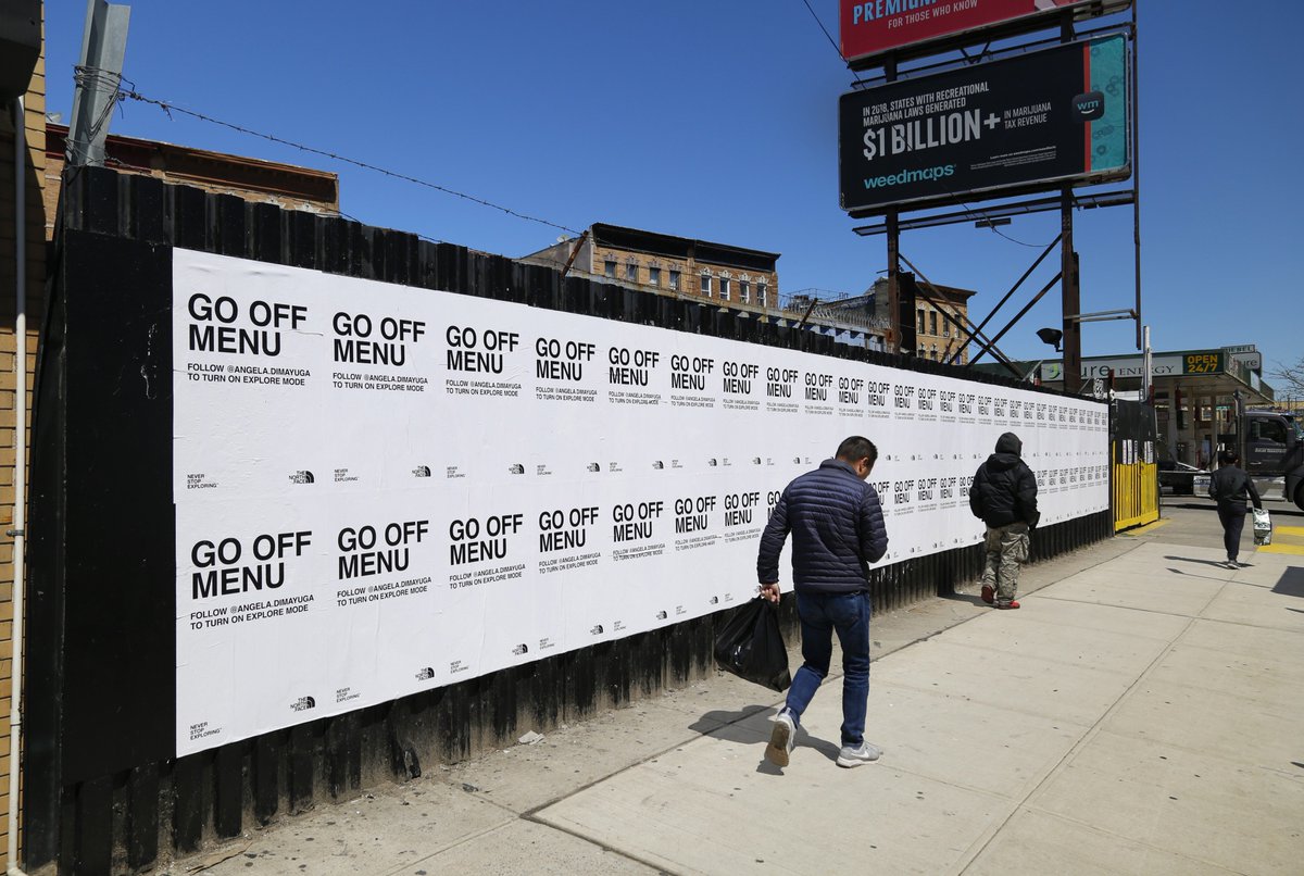 dashtwo's tweet image. Looks like @thenorthface is starting their Earth Day celebrations early 🌎 #exploremode #gooffmenu #angeladimayuga #NYCadvertising #outdooradvertising #thenorthface #rudidesign #earthday