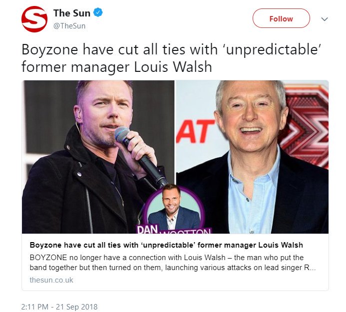 Dan Wootton should never be believed except when he's up against a rock and a hard place and the information will get out anyway so he'll write a few facts to get an exclusive. Anyway, Walsh is/was connected to txf/Syco and demanded Stephen Gately be closeted.