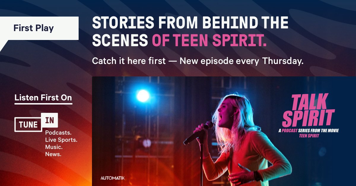 Interscope's tweet photo. Tomorrow at 2:30 PM PST! Elle Fanning, star of @teenspiritmov, is taking over our Twitter for a Live Q&amp;A with @tunein about the film AND the #TalkSpirit podcast! https://t.co/GdBY40UafW https://t.co/tMxchjwcvL