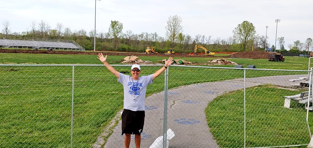 MrsBowlinEJHS's tweet photo. This man has been waiting 14 years for this ground to be broken... #Turf2019 https://t.co/gXh1wEpTGm