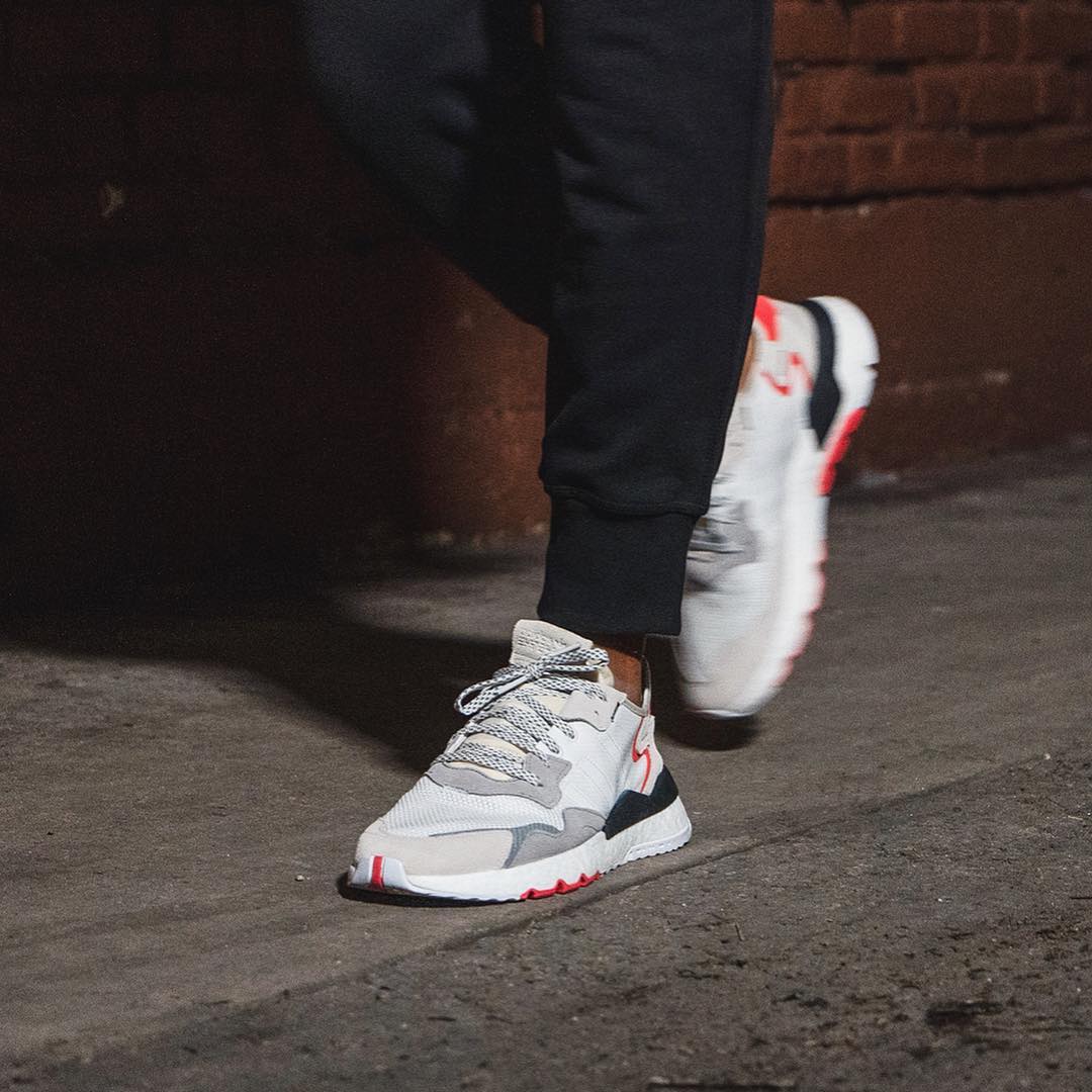 adidas nite jogger white shock red