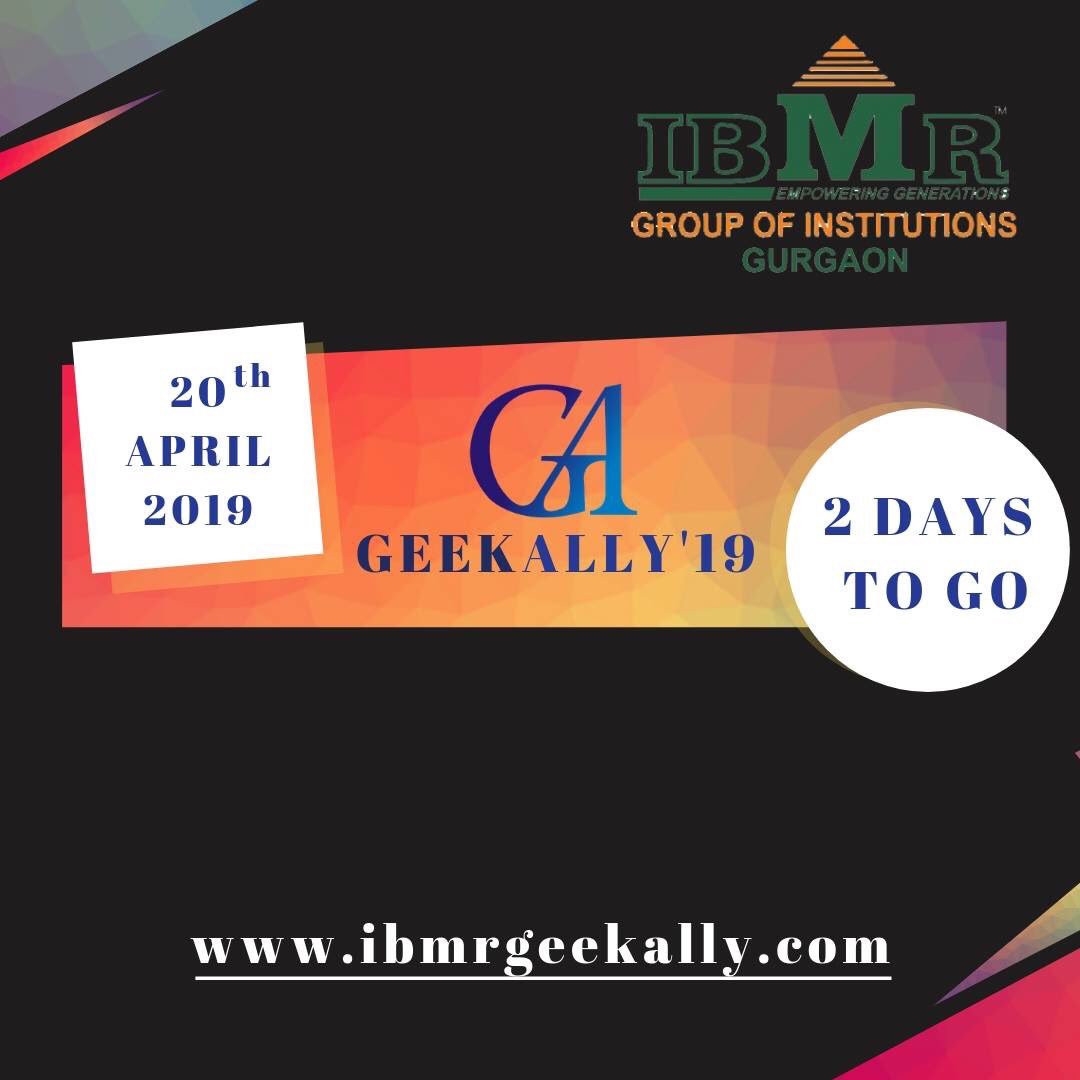 ibmrggn's tweet photo. Only 2 days to go! Excited? Participate in the GeekAlly’19 and win exciting prizes. Go to - https://t.co/ORi8WSyhSt
#GeekAlly #managementfest #IBMRnews #IBMRfest #collegefest #fest #geeks #management #mba #instafest #marketing #madovermarketing https://t.co/vyVuzZOACg