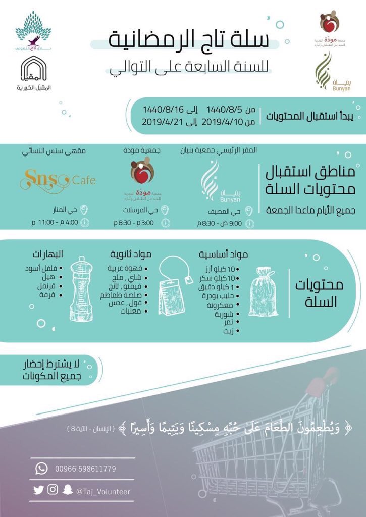احنا مقبلين على شهر الخير وكثير ناس محتاجة مؤونة ، احبتي المقتدرين اكرموهم ، حتى يكرمكم الله بالأجر 💕