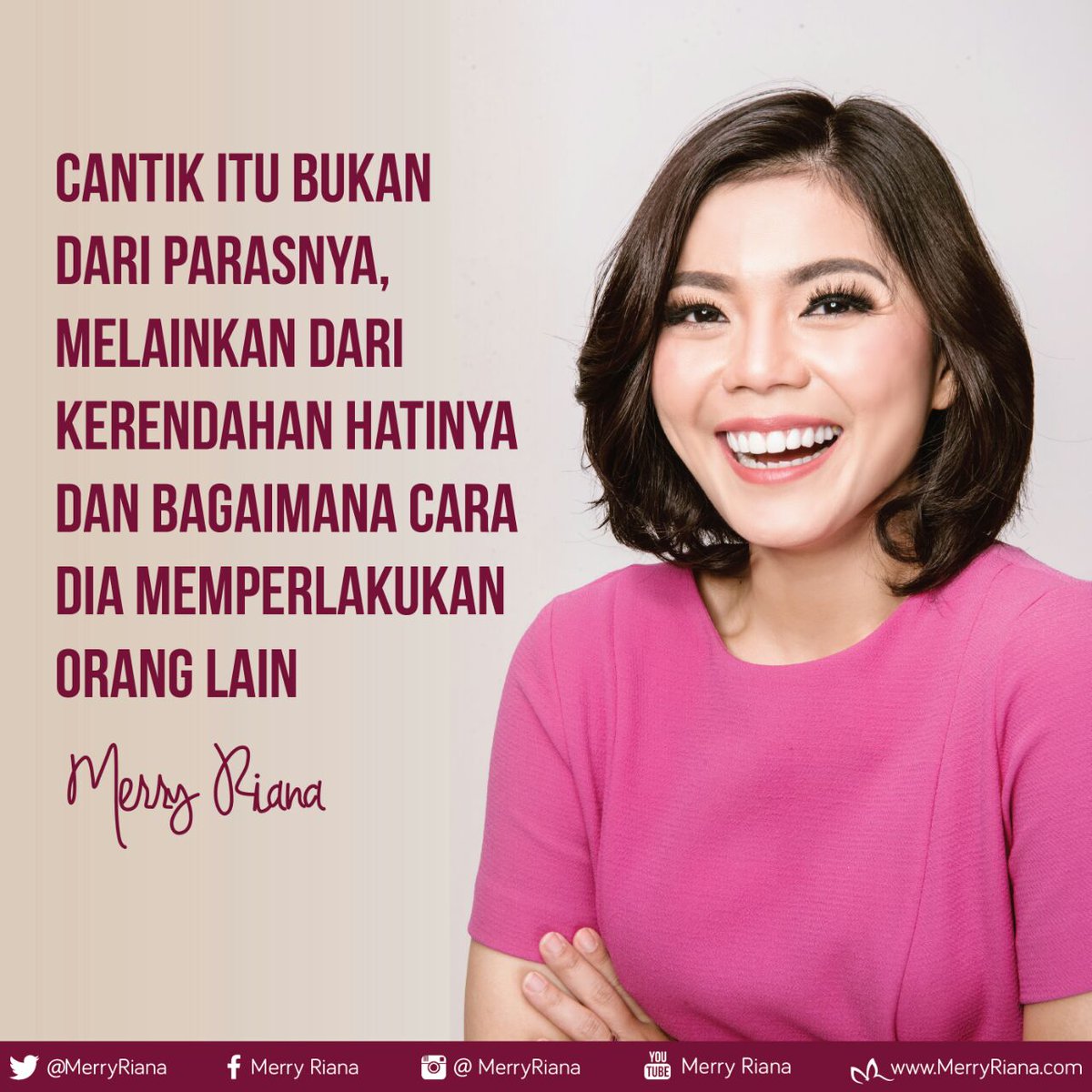 MerryRiana's tweet photo. Cantik itu bukan dari parasnya, melainkan dari kerendahan hatinya dan bagaimana cara dia memperlakukan orang lain. https://t.co/RIscyUa5Oz
