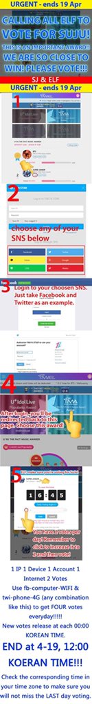moonbaby0919's tweet photo. #VoteForSJ #SuperJunior Link
https://t.co/e247arV2pf

ATTENTION
EMERGENCY RIGHT NOW
New votes release at each 00:00 KOREAN TIME.
END at 4-19, 12:00 KOERAN TIME!!!
Check the corresponding time in your time zone to make sure you will not miss the LAST day voting. https://t.co/HS2fEp8vaZ