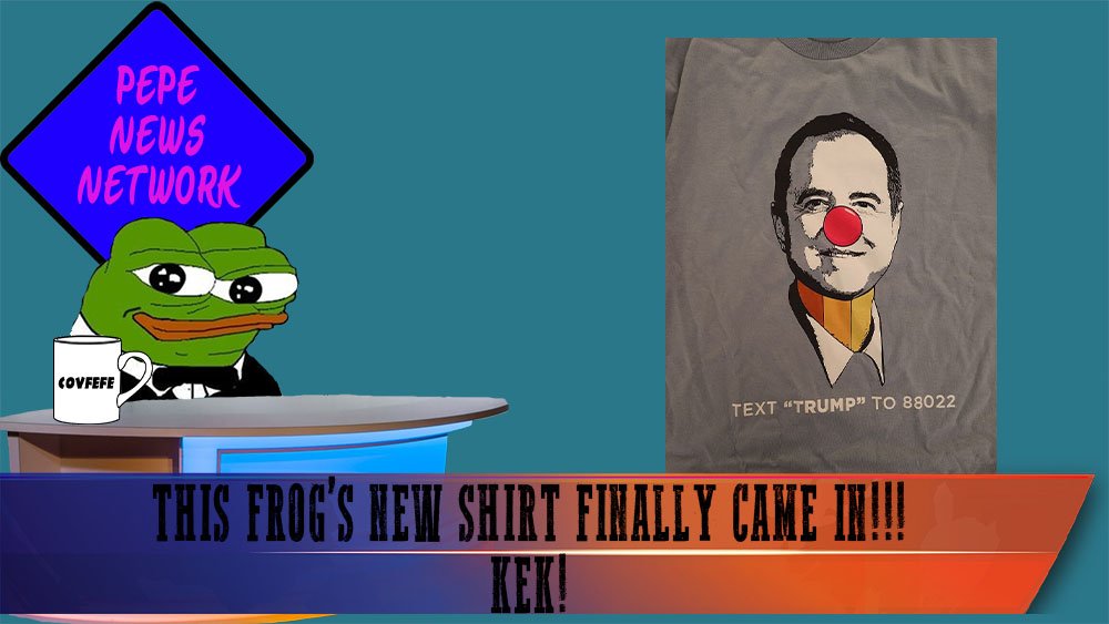 NetworkPepe's tweet photo. This Frog has been away for far too long!

Also, my new shirt came in!

#StepDownSchiff
#PencilNeckSchiff
#WWG1WGA
#TheGreatAwakening
#LeakingAdamSchiff https://t.co/z7Nwgkwgrb