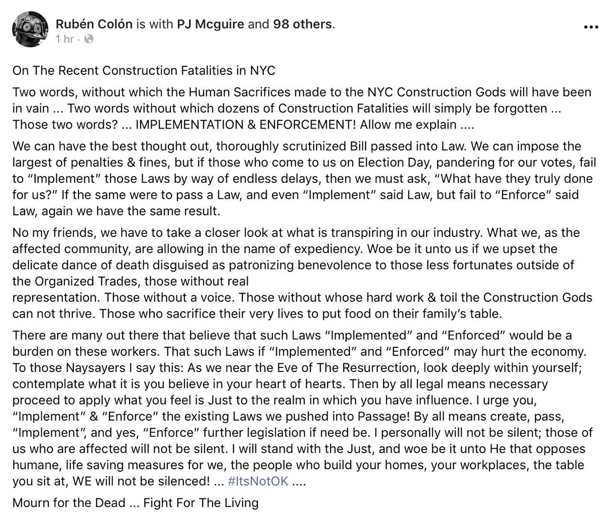 rcolon_nycdc's tweet photo. An Open Letter to @NYCCouncil @NYSA_Majority @NYSsenate001 @NYSSenate Pass #CarlosLaw & Implement & Enforce #LL196 NOW! ... #ItsNotOk https://t.co/5KLA9wzfE8
