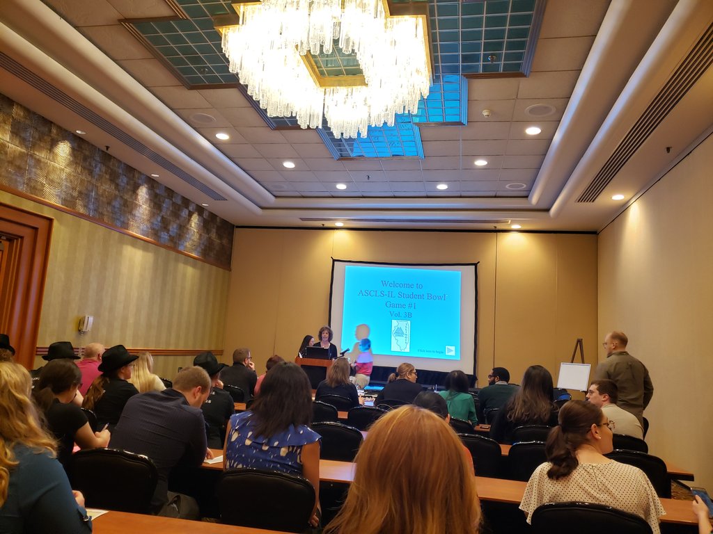 KMirza's tweet photo. .@ASCLS_IL #StudentBowl about to begin! The excitement is palpable! Good luck teams!!! #IamASCLS #ASCLSILinParADice 10 teams woot woot! https://t.co/GPhu153u6R